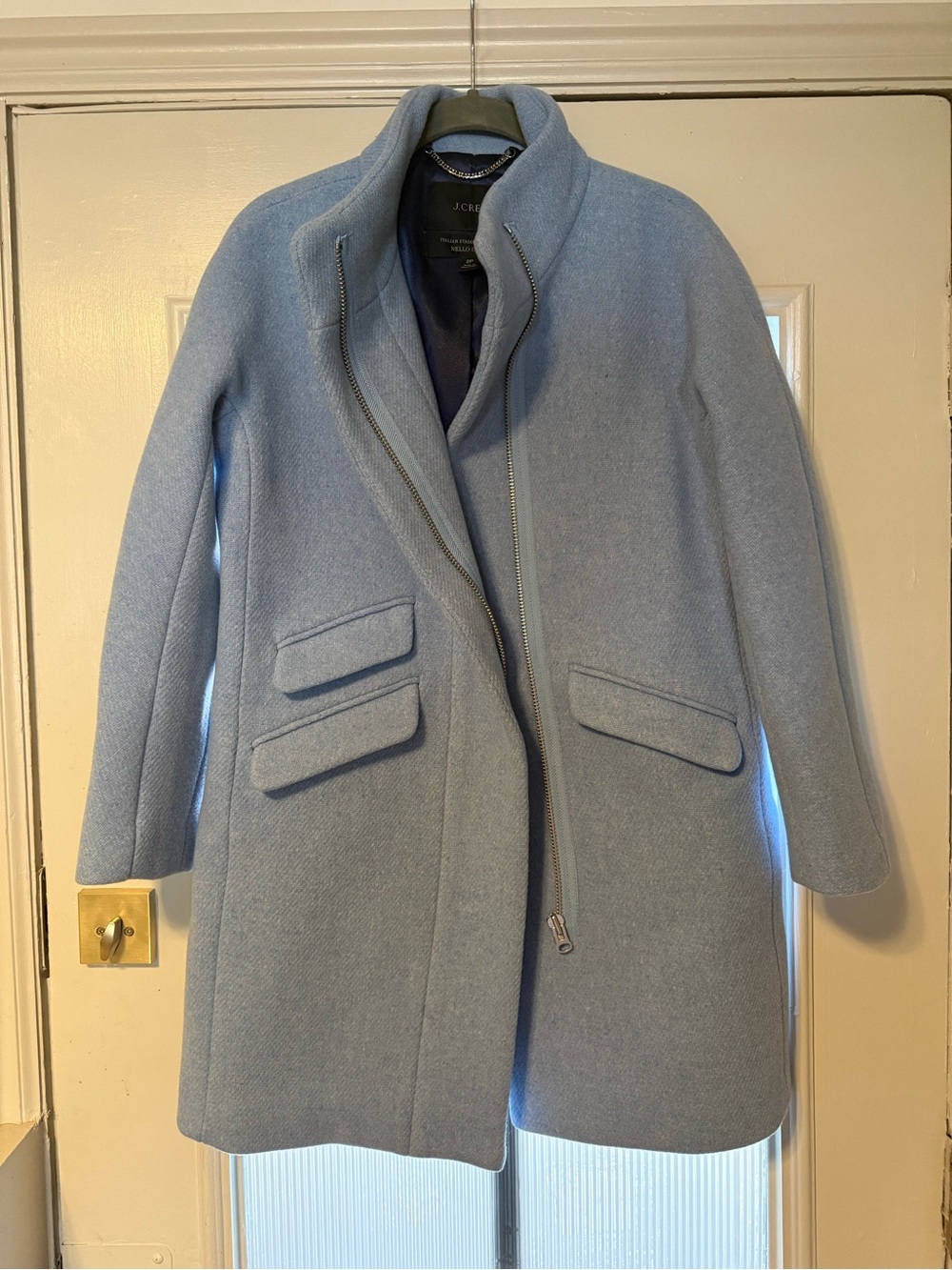 J. Crew Wool Cocoon Coat Stadium Cloth Heather Blue 2P - Picture 5 of 13